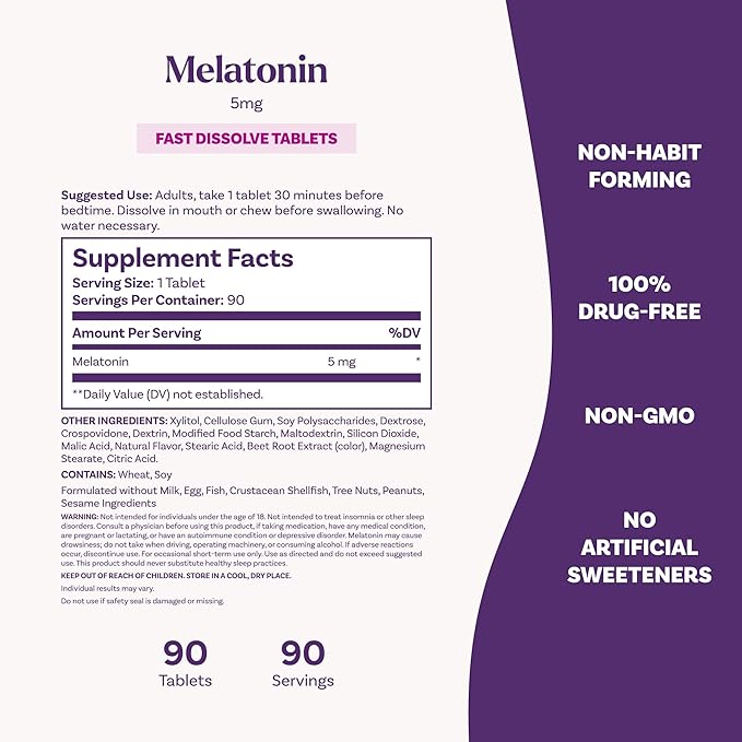 Natrol Melatonin 5mg – Fast Dissolve (90 Tablets)